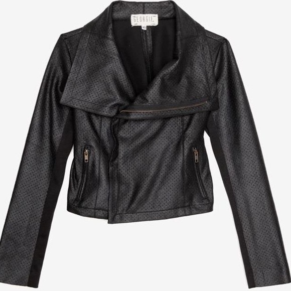 Georgie Jackets & Blazers - Georgie X Intermix black perforated moto jacket